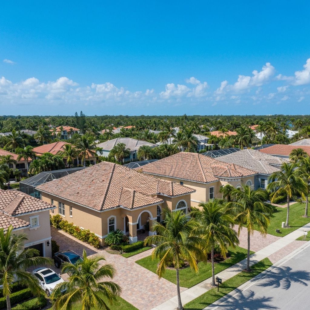 Marco Island Florida residential homes with tile roofs