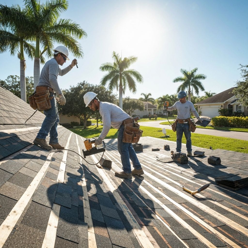 SCM Roofing crew working on a Florida roof