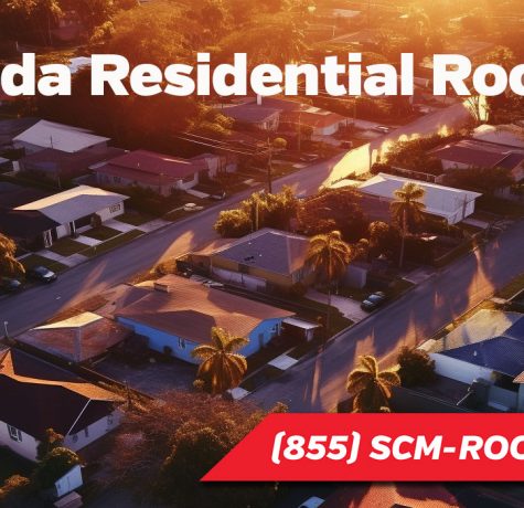 image of a Florida community with text Florida Residential Roofing and SCM Roofing contact number 855-726-7663