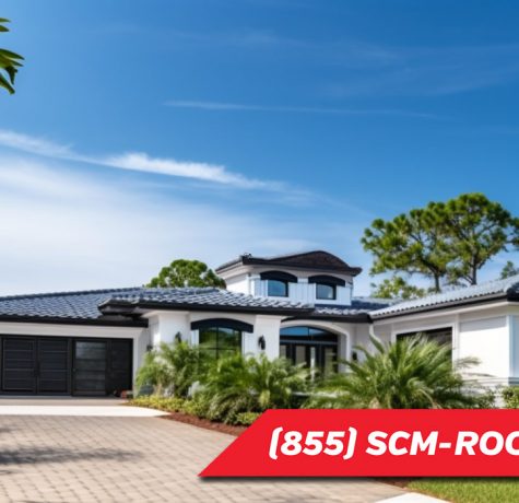 image of a beautiful Florida home with a tile roof and SCM Roofing contact number 855-726-7663
